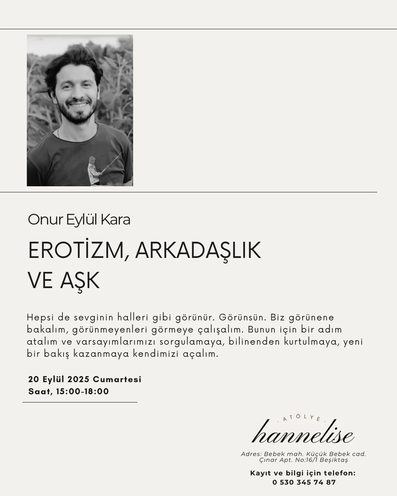 Erotizm, Arkadaşlık, Aşk etkinliğinden bir anı